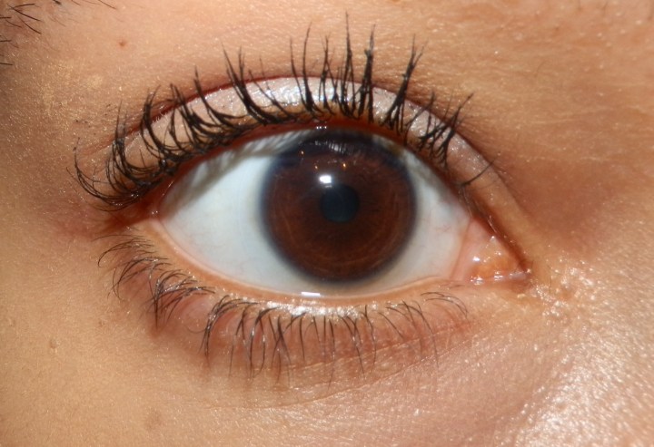 My eyelashes after a few coats - you can see how much it clumps.