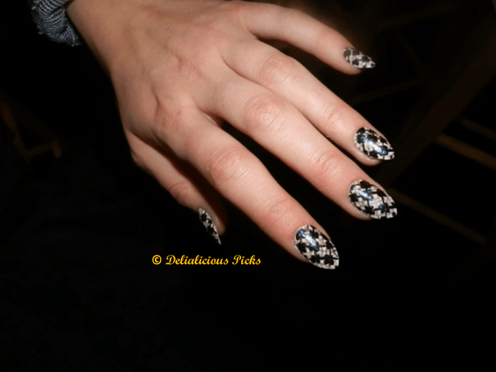 The nail art was inspired by the fabrics used in Emerson’s fall 2013 collection