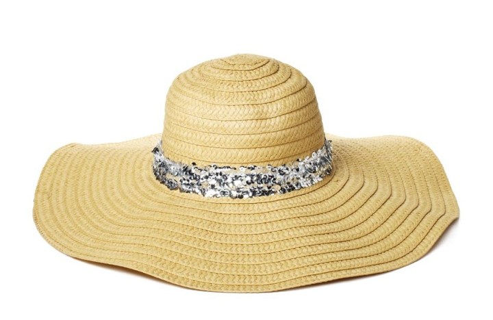 Juicy Couture Wide Brim Straw Sequined Sun Hat, $39.99