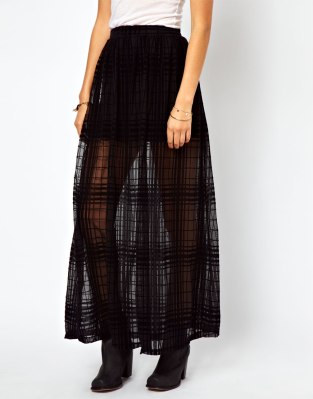 ASOS Maxi Skirt in Sheer Check