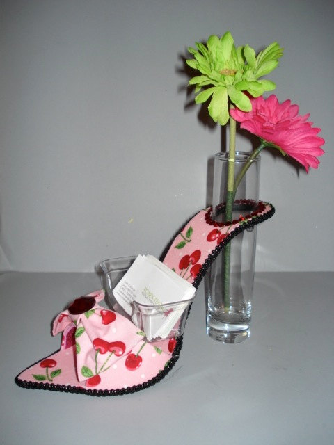 business card holder- high heel bud vase, $35.00