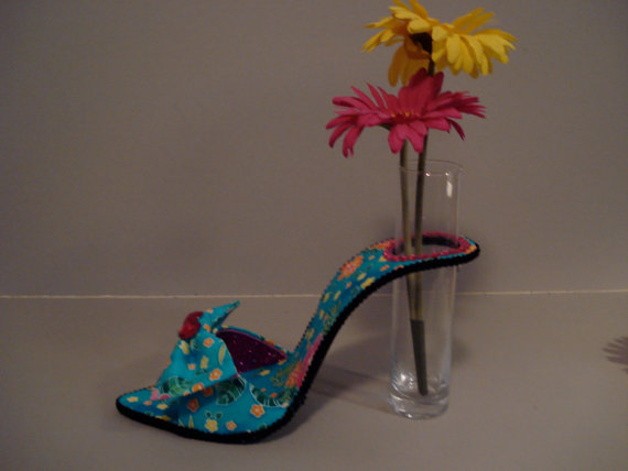 Tropical Print high heel bud vase, $30.00