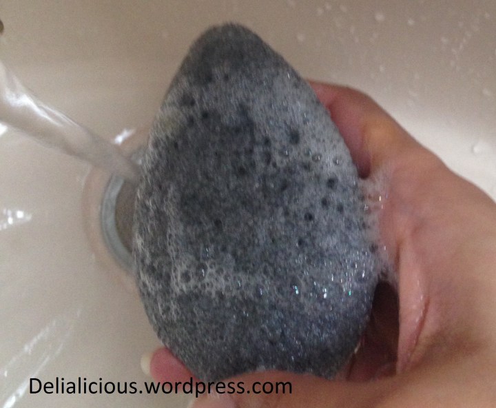 The sponge after Ii added face wash to it.