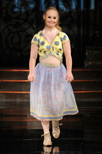 Model Madeline Stuart walks the runway wearing Rutu Bhonsle' at Art Hearts Fashion NYFW The Shows presented by AIDS Healthcare Foundation. (Sept. 12, 2016 - Source: Arun Nevader/Getty Images North America)