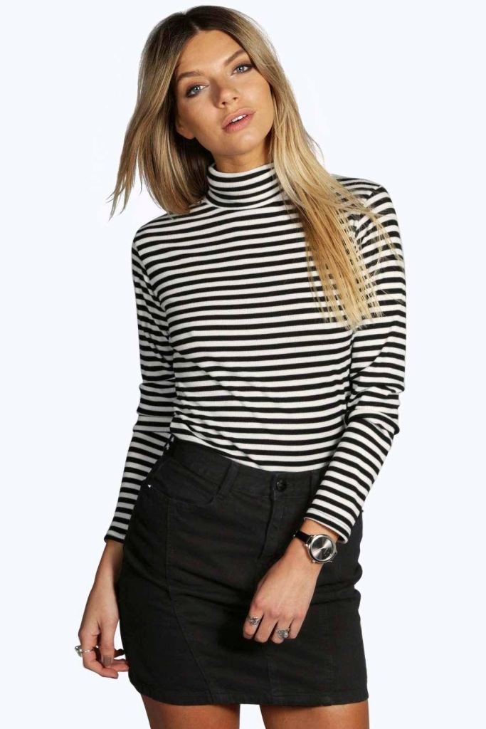 Hope Ribbed Striped Turtle Neck Top, $20.00