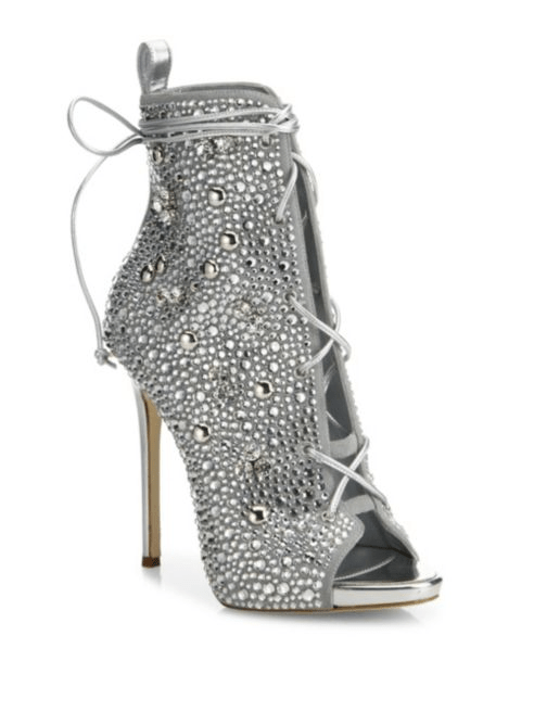 Giuseppe for Jennifer Lopez 110 Crystal-Embellished Suede Lace-Up Booties, $2995.00