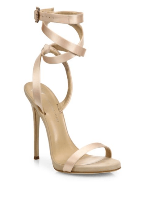 Giuseppe for Jennifer Lopez 120 Satin Ankle-Wrap Sandals, $895.00
